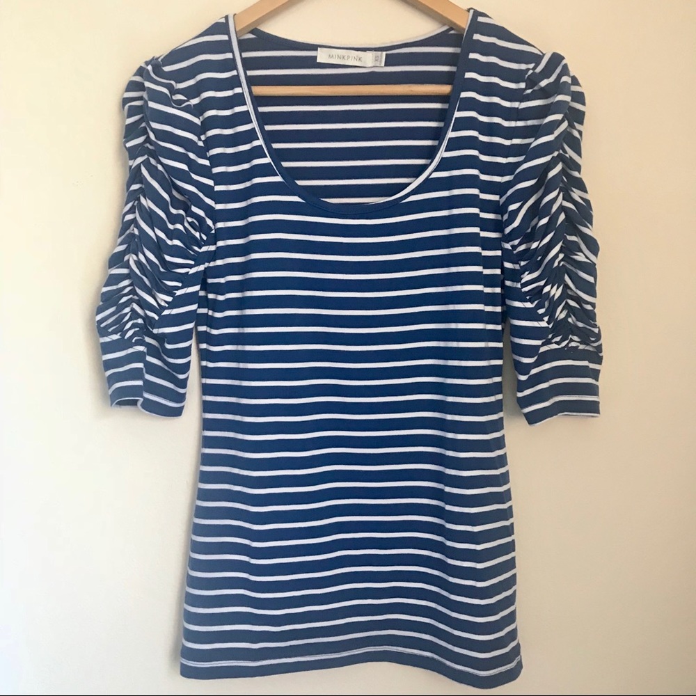 NEW MinkPink Scrunched Sleeve Shirt